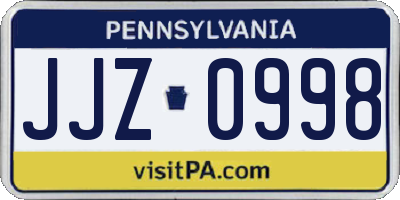 PA license plate JJZ0998