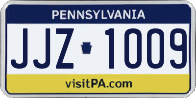 PA license plate JJZ1009