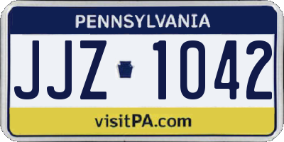 PA license plate JJZ1042