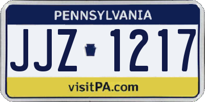 PA license plate JJZ1217