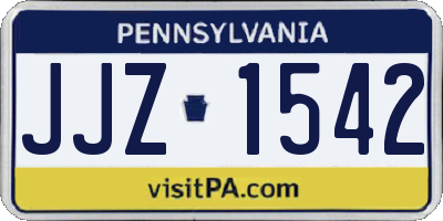 PA license plate JJZ1542