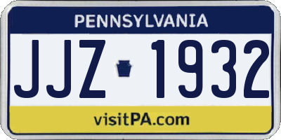 PA license plate JJZ1932