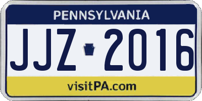 PA license plate JJZ2016
