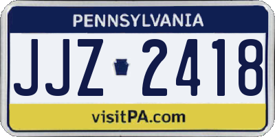 PA license plate JJZ2418