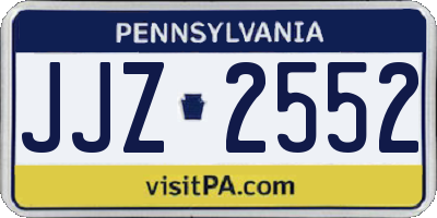PA license plate JJZ2552