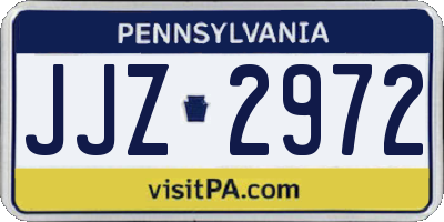 PA license plate JJZ2972