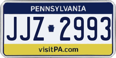 PA license plate JJZ2993