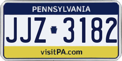 PA license plate JJZ3182