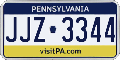 PA license plate JJZ3344