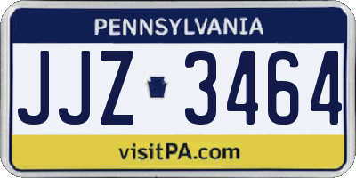 PA license plate JJZ3464