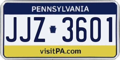 PA license plate JJZ3601