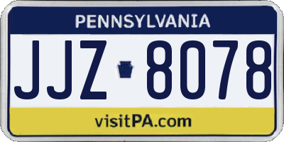 PA license plate JJZ8078