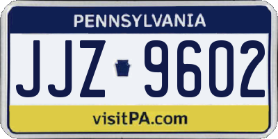 PA license plate JJZ9602