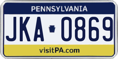 PA license plate JKA0869