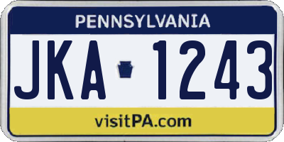 PA license plate JKA1243