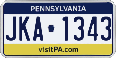 PA license plate JKA1343