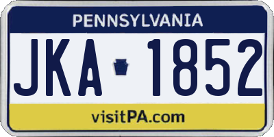 PA license plate JKA1852