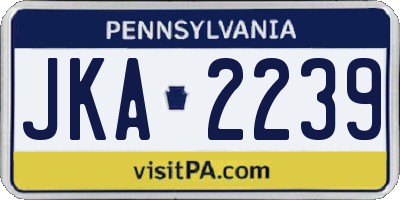 PA license plate JKA2239