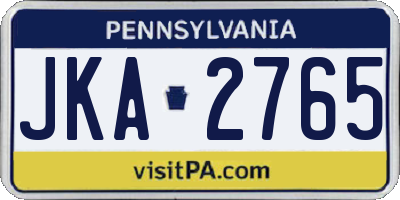 PA license plate JKA2765