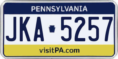 PA license plate JKA5257