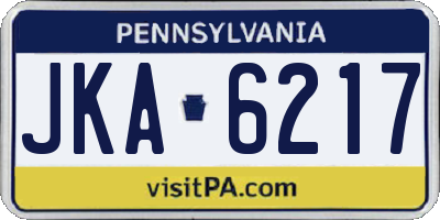 PA license plate JKA6217