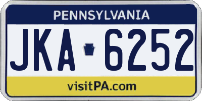 PA license plate JKA6252