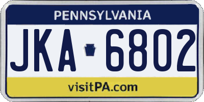 PA license plate JKA6802