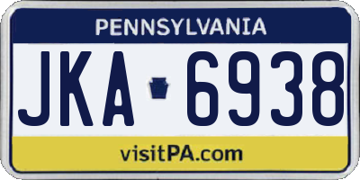 PA license plate JKA6938