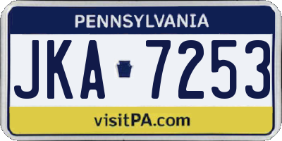 PA license plate JKA7253