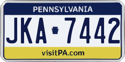 PA license plate JKA7442