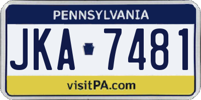 PA license plate JKA7481