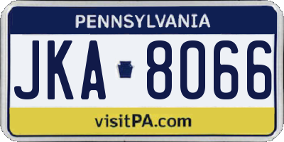 PA license plate JKA8066
