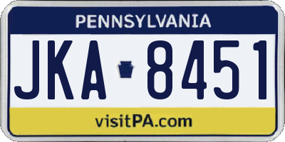 PA license plate JKA8451