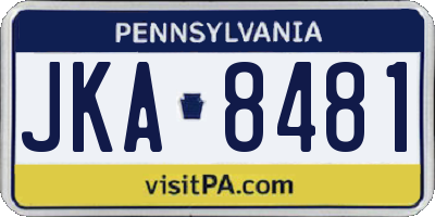 PA license plate JKA8481