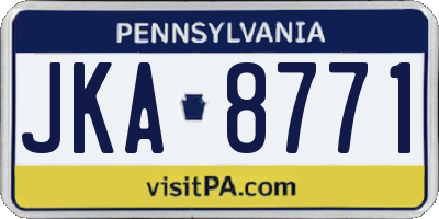 PA license plate JKA8771
