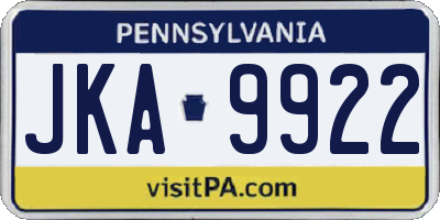 PA license plate JKA9922