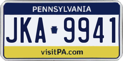 PA license plate JKA9941