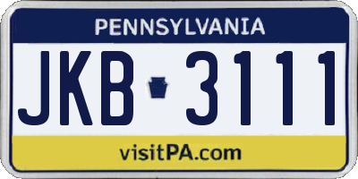 PA license plate JKB3111