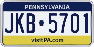 PA license plate JKB5701