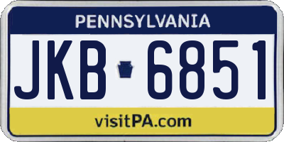 PA license plate JKB6851