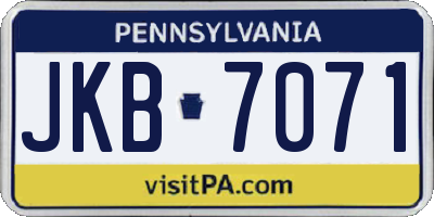 PA license plate JKB7071