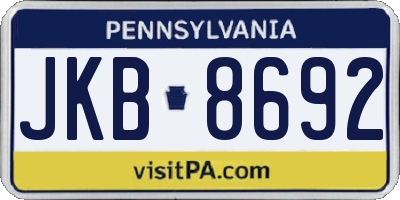 PA license plate JKB8692
