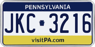 PA license plate JKC3216