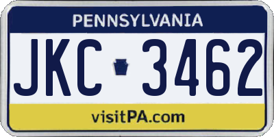 PA license plate JKC3462