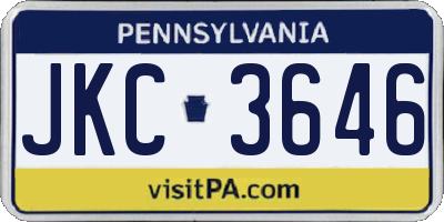 PA license plate JKC3646