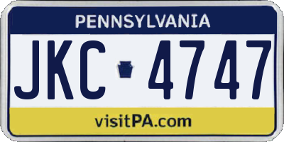 PA license plate JKC4747