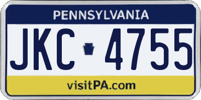 PA license plate JKC4755