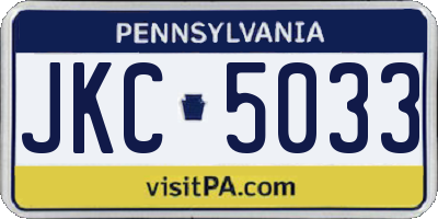 PA license plate JKC5033
