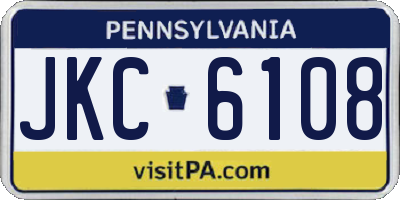 PA license plate JKC6108