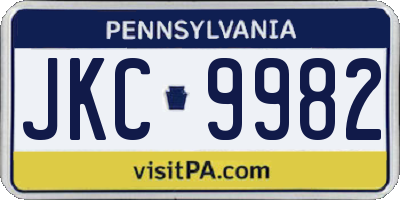 PA license plate JKC9982